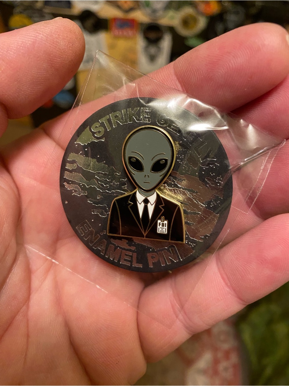 Brand New in Packaging Strike Gently Alien FBI Agent Enamel Pin